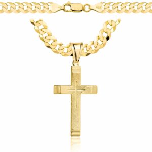 POZŁACANY SREBRNY ŁAŃCUSZEK PANCERKA Z KRZYŻYKIEM 925 585 - 6,5MM