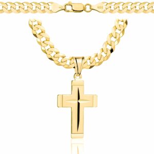 POZŁACANY SREBRNY ŁAŃCUSZEK PANCERKA Z KRZYŻYKIEM 925 585 - 6,5MM