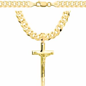 POZŁACANY SREBRNY ŁAŃCUSZEK PANCERKA Z KRZYŻYKIEM 925 585 - 6,5MM