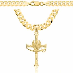 POZŁACANY SREBRNY ŁAŃCUSZEK PANCERKA Z KRZYŻYKIEM 925 585 - 6,5MM