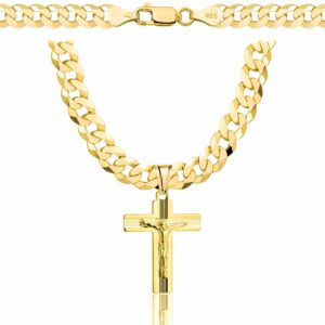 POZŁACANY SREBRNY ŁAŃCUSZEK PANCERKA Z KRZYŻYKIEM 925 585 - 6,5MM