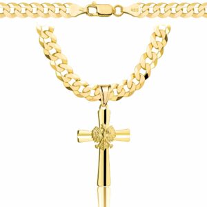 POZŁACANY SREBRNY ŁAŃCUSZEK PANCERKA Z KRZYŻYKIEM 925 585 - 6,5MM