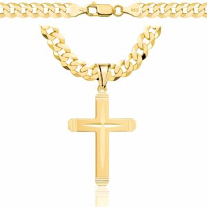 POZŁACANY SREBRNY ŁAŃCUSZEK PANCERKA Z KRZYŻYKIEM 925 585 - 6,5MM