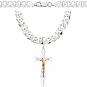 SREBRNY ŁAŃCUSZEK PANCERKA Z KRZYŻYKIEM 925 - 6,5MM
