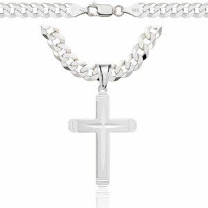 SREBRNY ŁAŃCUSZEK PANCERKA Z KRZYŻYKIEM 925 - 6,5MM