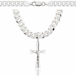 SREBRNY ŁAŃCUSZEK PANCERKA Z KRZYŻYKIEM 925 - 6,5MM