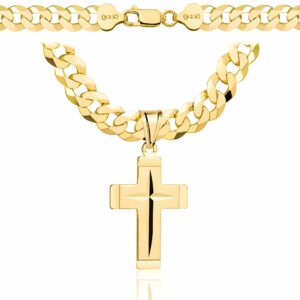 POZŁACANY SREBRNY ŁAŃCUSZEK PANCERKA Z KRZYŻYKIEM 925 585 - 7,5MM