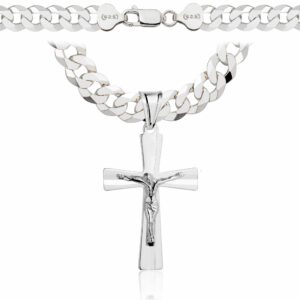 SREBRNY ŁAŃCUSZEK PANCERKA Z KRZYŻYKIEM 925 - 7,5MM