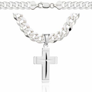 SREBRNY ŁAŃCUSZEK PANCERKA Z KRZYŻYKIEM 925 - 7,5MM