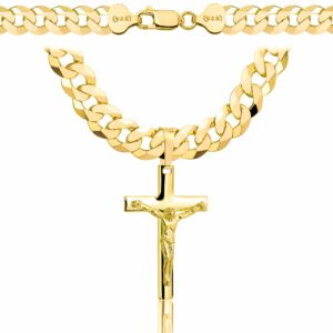 POZŁACANY SREBRNY ŁAŃCUSZEK PANCERKA Z KRZYŻYKIEM 925 585 - 7,5MM