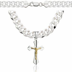 SREBRNY ŁAŃCUSZEK PANCERKA Z KRZYŻYKIEM 925 - 7,5MM