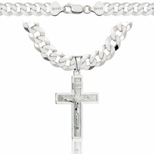 SREBRNY ŁAŃCUSZEK PANCERKA Z KRZYŻYKIEM 925 - 7,5MM