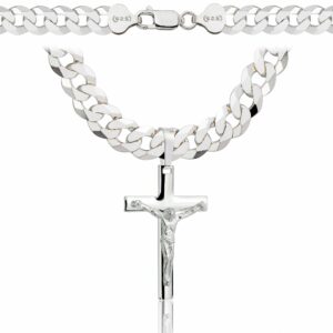 SREBRNY ŁAŃCUSZEK PANCERKA Z KRZYŻYKIEM 925 - 7,5MM