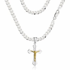 SREBRNY ŁAŃCUSZEK PANCERKA Z KRZYŻYKIEM 925 - 3,8MM