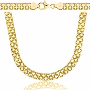 POZŁACANY SREBRNY ŁAŃCUSZEK BISMARK 925 585 - 6MM