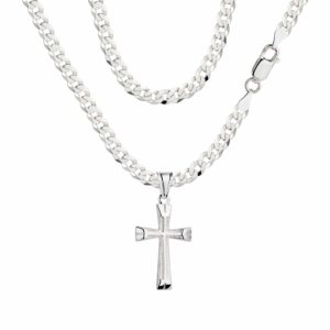 SREBRNY ŁAŃCUSZEK PANCERKA Z KRZYŻYKIEM 925 - 3,8MM