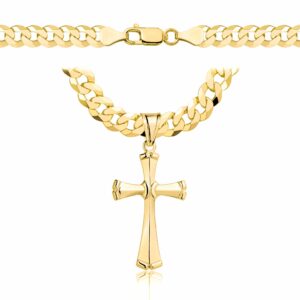 POZŁACANY SREBRNY ŁAŃCUSZEK PANCERKA Z KRZYŻYKIEM 925 585 - 6,5MM