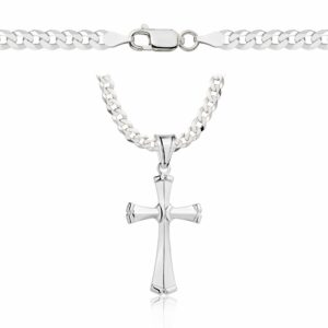 SREBRNY ŁAŃCUSZEK PANCERKA Z KRZYŻYKIEM 925 - 3,8MM