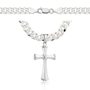 SREBRNY ŁAŃCUSZEK PANCERKA Z KRZYŻYKIEM 925 - 6,5MM