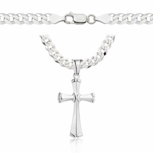 SREBRNY ŁAŃCUSZEK PANCERKA Z KRZYŻYKIEM 925 - 5MM