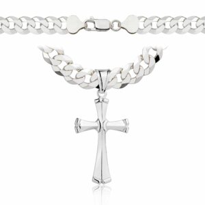 SREBRNY ŁAŃCUSZEK PANCERKA Z KRZYŻYKIEM 925 - 7,5MM