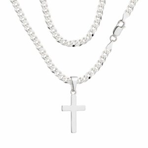 SREBRNY ŁAŃCUSZEK PANCERKA Z KRZYŻYKIEM 925 - 3,8MM