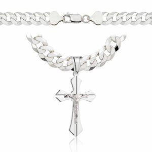 SREBRNY ŁAŃCUSZEK PANCERKA Z KRZYŻYKIEM 925 - 7,5MM