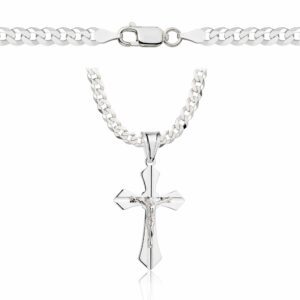 SREBRNY ŁAŃCUSZEK PANCERKA Z KRZYŻYKIEM 925 - 3,8MM