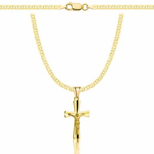 POZŁACANY SREBRNY ŁAŃCUSZEK GUCCI Z KRZYŻYKIEM 925 585 - 2,6MM