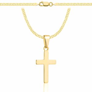 POZŁACANY SREBRNY ŁAŃCUSZEK GUCCI Z KRZYŻYKIEM 925 585 - 2,6MM