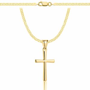 POZŁACANY SREBRNY ŁAŃCUSZEK GUCCI Z KRZYŻYKIEM 925 585 - 2,6MM