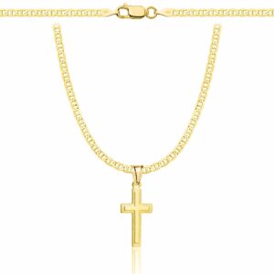 POZŁACANY SREBRNY ŁAŃCUSZEK GUCCI Z KRZYŻYKIEM 925 585 - 2,6MM