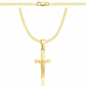 POZŁACANY SREBRNY ŁAŃCUSZEK GUCCI Z KRZYŻYKIEM 925 585 - 2,6MM