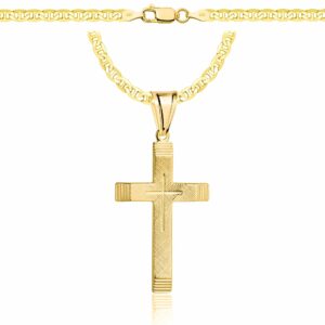 POZŁACANY SREBRNY ŁAŃCUSZEK GUCCI Z KRZYŻYKIEM 925 585 - 3,5MM