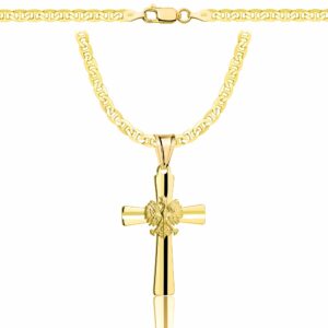 POZŁACANY SREBRNY ŁAŃCUSZEK GUCCI Z KRZYŻYKIEM 925 585 - 3,5MM