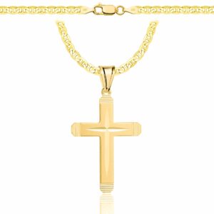 POZŁACANY SREBRNY ŁAŃCUSZEK GUCCI Z KRZYŻYKIEM 925 585 - 3,5MM