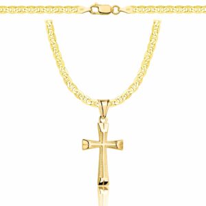 POZŁACANY SREBRNY ŁAŃCUSZEK GUCCI Z KRZYŻYKIEM 925 585 - 3,5MM