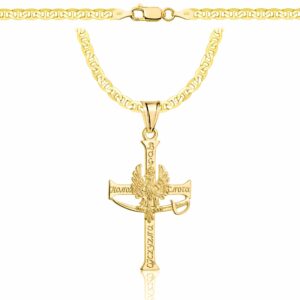 POZŁACANY SREBRNY ŁAŃCUSZEK GUCCI Z KRZYŻYKIEM 925 585 - 3,5MM