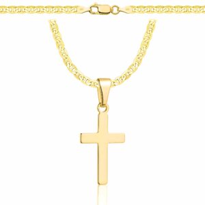 POZŁACANY SREBRNY ŁAŃCUSZEK GUCCI Z KRZYŻYKIEM 925 585 - 3,5MM