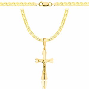 POZŁACANY SREBRNY ŁAŃCUSZEK GUCCI Z KRZYŻYKIEM 925 585 - 3,5MM