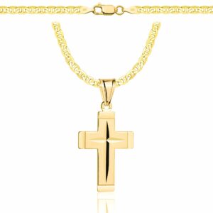 POZŁACANY SREBRNY ŁAŃCUSZEK GUCCI Z KRZYŻYKIEM 925 585 - 3,5MM