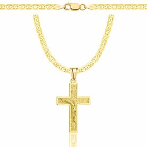 POZŁACANY SREBRNY ŁAŃCUSZEK GUCCI Z KRZYŻYKIEM 925 585 - 3,5MM