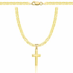 POZŁACANY SREBRNY ŁAŃCUSZEK GUCCI Z KRZYŻYKIEM 925 585 - 3,5MM