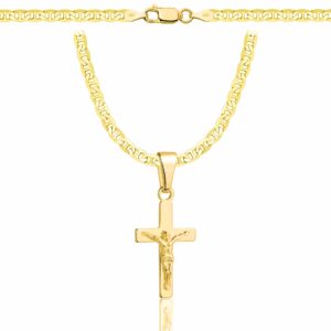 POZŁACANY SREBRNY ŁAŃCUSZEK GUCCI Z KRZYŻYKIEM 925 585 - 3,5MM