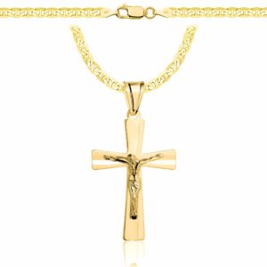 POZŁACANY SREBRNY ŁAŃCUSZEK GUCCI Z KRZYŻYKIEM 925 585 - 3,5MM