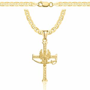 POZŁACANY SREBRNY ŁAŃCUSZEK GUCCI Z KRZYŻYKIEM 925 585 - 4,5MM