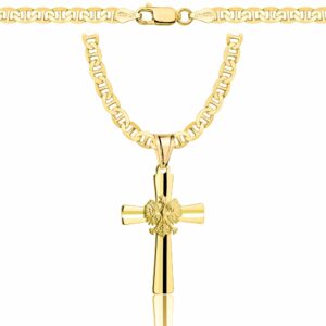 POZŁACANY SREBRNY ŁAŃCUSZEK GUCCI Z KRZYŻYKIEM 925 585 - 4,5MM