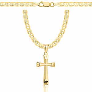 POZŁACANY SREBRNY ŁAŃCUSZEK GUCCI Z KRZYŻYKIEM 925 585 - 4,5MM