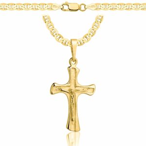 POZŁACANY SREBRNY ŁAŃCUSZEK GUCCI Z KRZYŻYKIEM 925 585 - 4,5MM