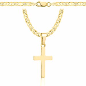 POZŁACANY SREBRNY ŁAŃCUSZEK GUCCI Z KRZYŻYKIEM 925 585 - 4,5MM